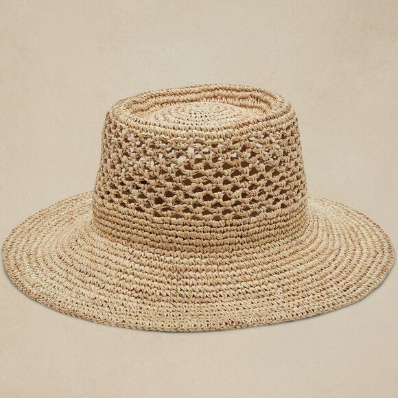Banana Republic Crochet Straw Hat Natural - S/M - Picture 1 of 2